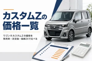 ワゴンRカスタムZの価格を時期ごとに比べるイメージ