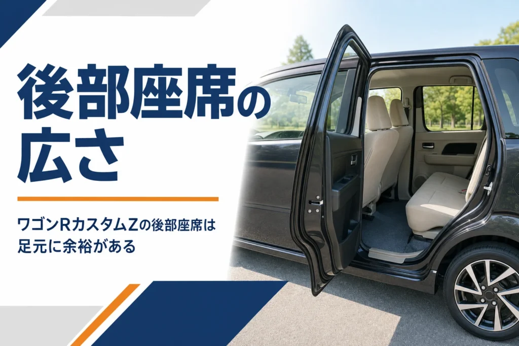 ワゴンRカスタムZの後部座席の広さと座り心地を解説する記事のアイキャッチ