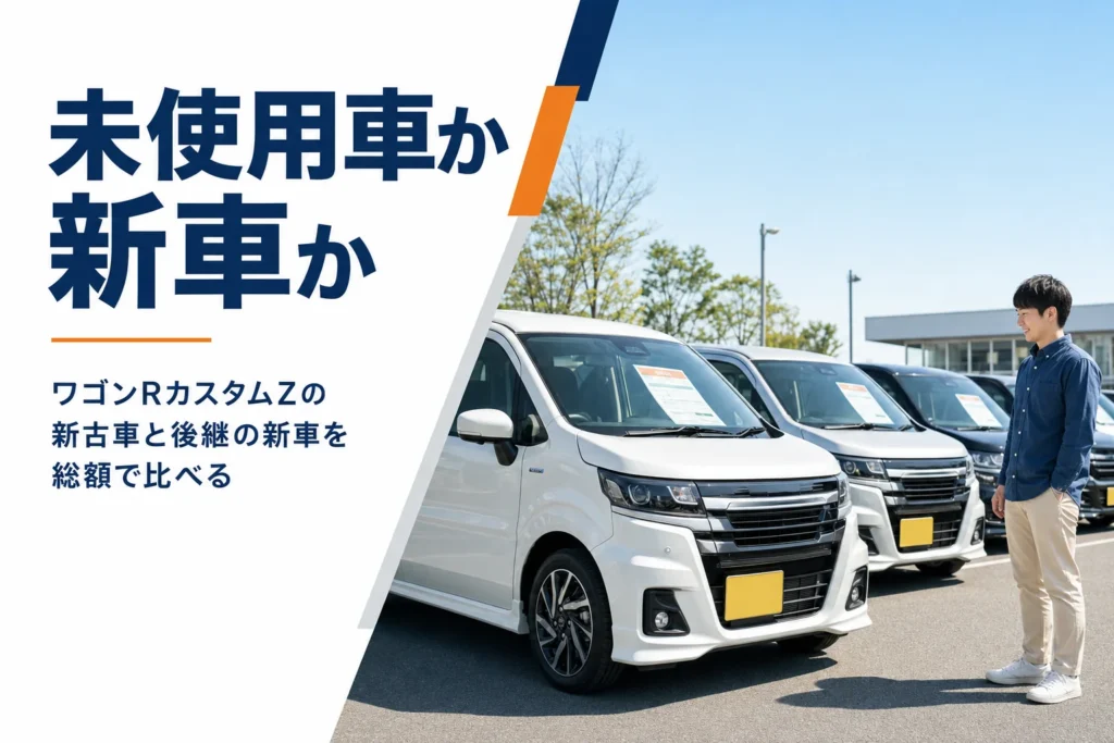 ワゴンRカスタムZの新古車と新車の比べ方を解説する記事のアイキャッチ