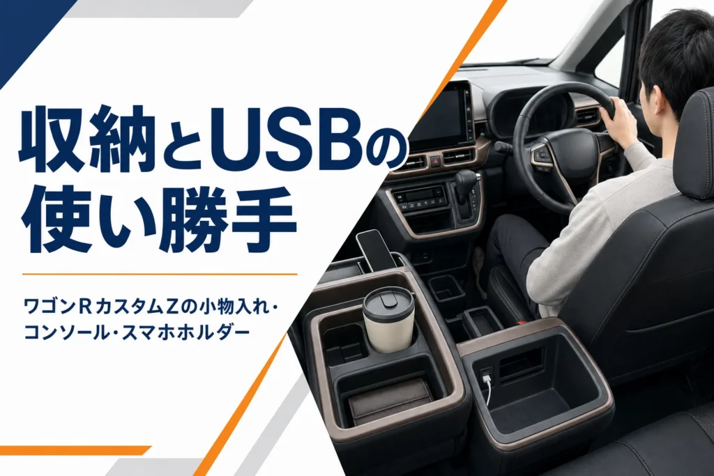 ワゴンRカスタムZの運転席まわりの収納のイメージ