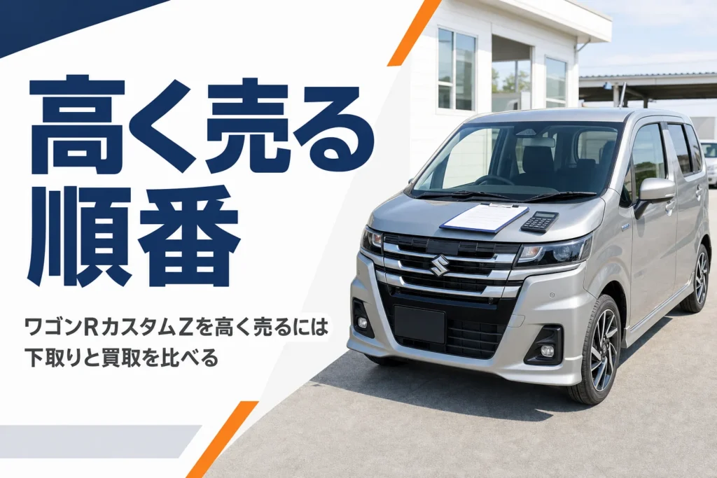 ワゴンRカスタムZを高く売るために下取りと買取を比べる記事のアイキャッチ