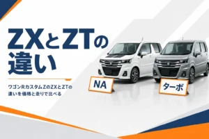 ワゴンRカスタムZのZXとZTを並べて比べるイメージ
